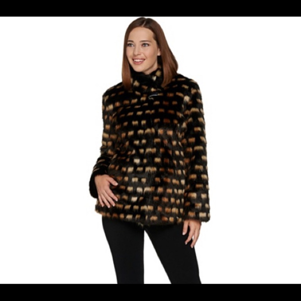 Fashion Faux Fur Short Coat Dennis Basso Mod
